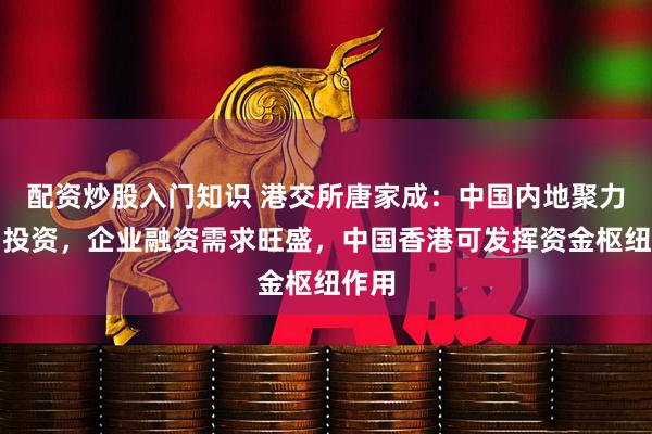 配资炒股入门知识 港交所唐家成：中国内地聚力科创投资，企业融资需求旺盛，中国香港可发挥资金枢纽作用
